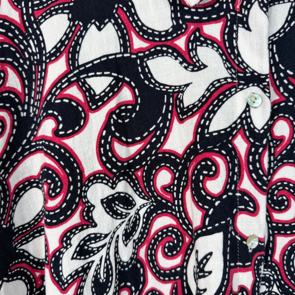 Susan Graver Pura Floral Navy/Pink/White Button Down Rayon/LinenShirt 2X - Picture 6 of 7